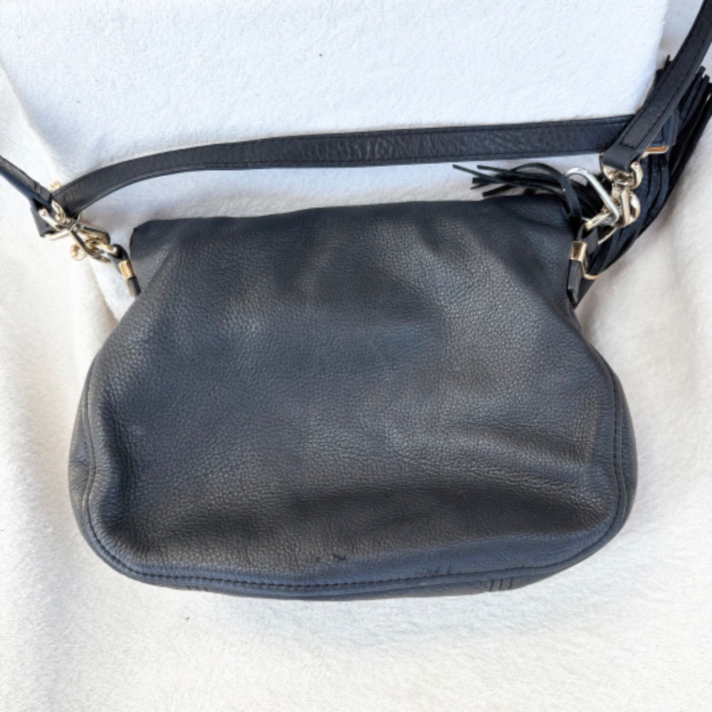 Michael Kors Bedford Black Pebbled Leather Crossbody Bag Gold Hardware Tassel - Picture 2 of 15